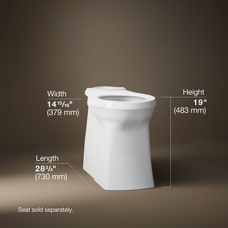 Corbelle Tall Elongated Toilet Bowl With Skirted Trapway, White