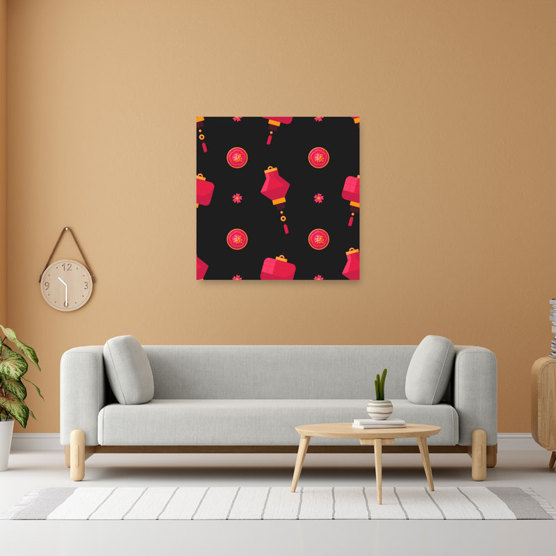 «Lunar New Year Lanterns Traditional Flower», art mural, 48" H x 48" W