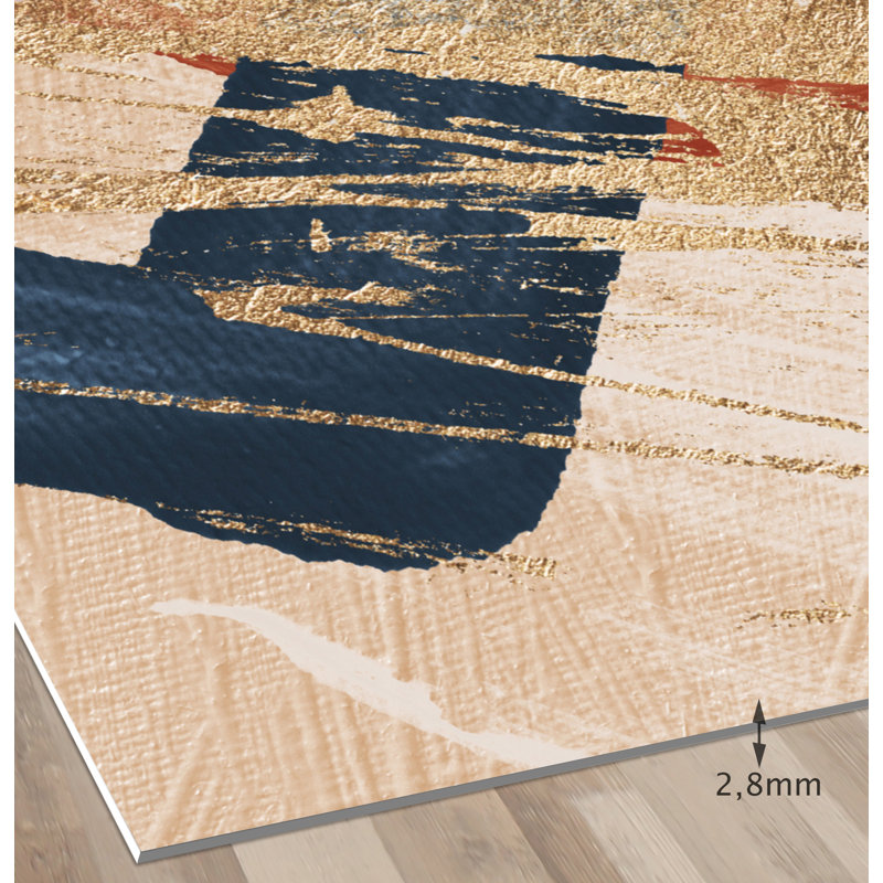 Dashana Vinyl Machine Printed Area Rug, Rectangle 3'3.4" x 4'11.1"