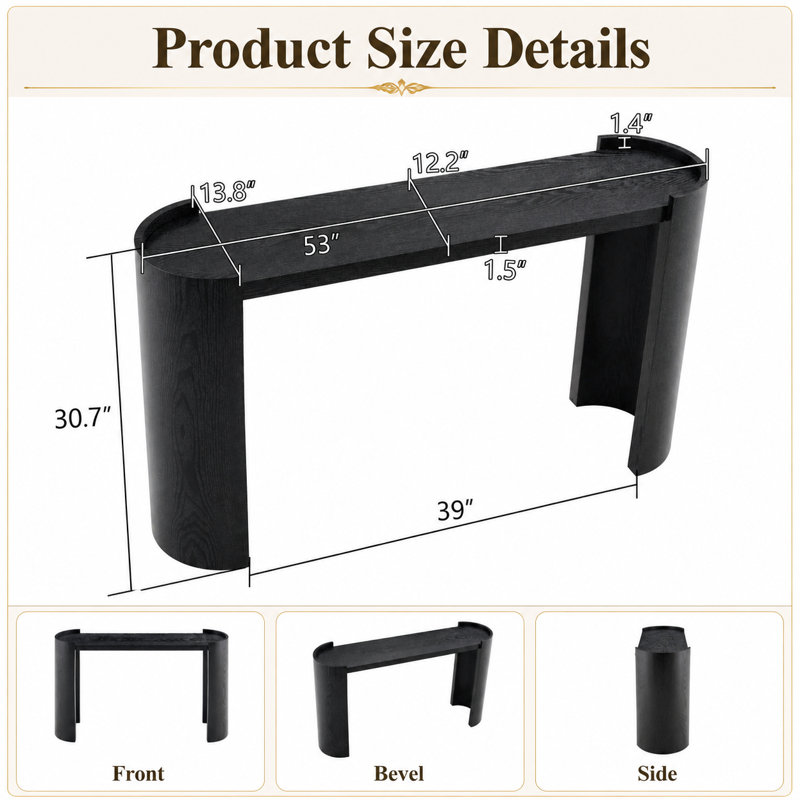 Table d'appoint compacte incurvée compacte, table d'appoint mince multi-usage, table d'appoint peu encombrante, mobilier moderne minimaliste fonctionnel, facile d'entretien