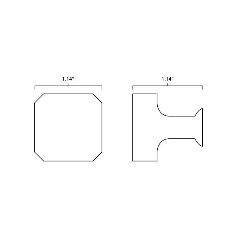 Mod 1 1/8" Length Two Tone Square Knob, Matte Black/Weathered Nickel
