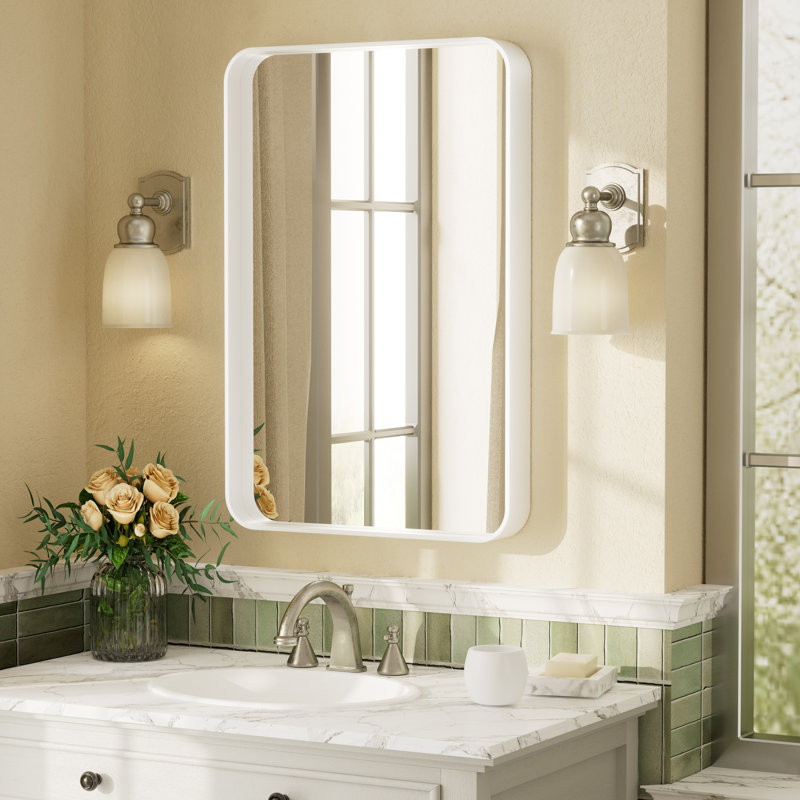Miroir mural Aevar, 16 po x 24 po, Blanc mat