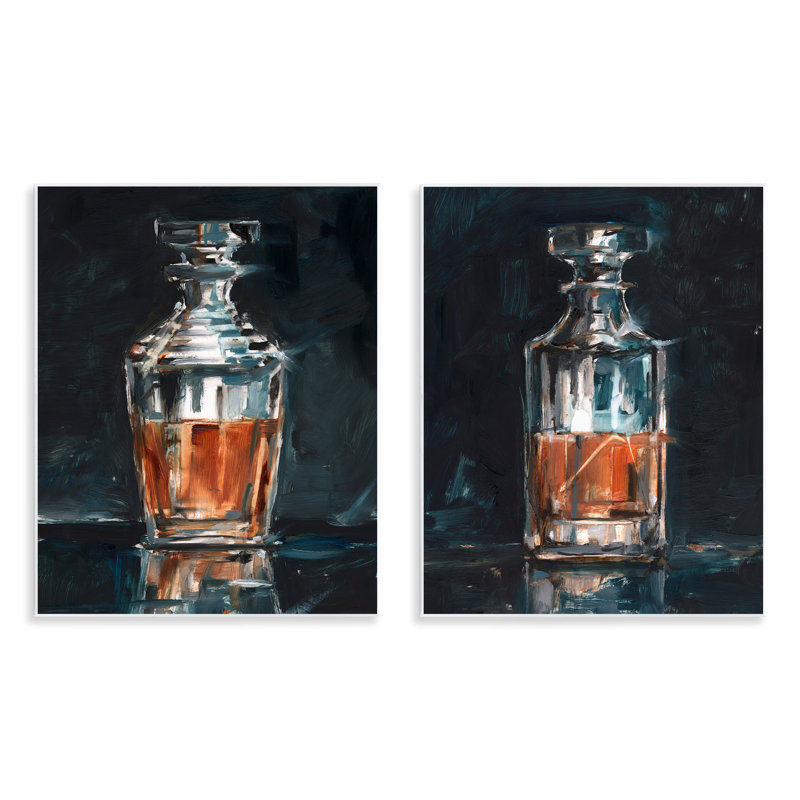 «Abstract Whiskey Decanters», ensemble de 2 plaques murales par Ethan Harper