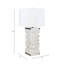 Lampe de table en pierre non tissée à quartz avec base ondulée sculptée, bureau à domicile, chambre à coucher, éclairage de salon - 30 po - blanc
