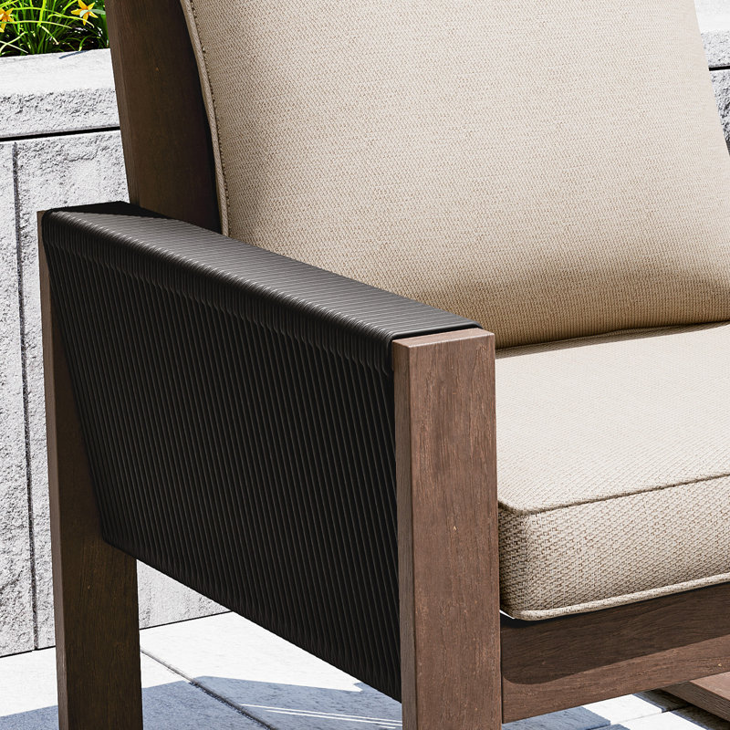 Chaise en osier de bois avec coussins, Beige