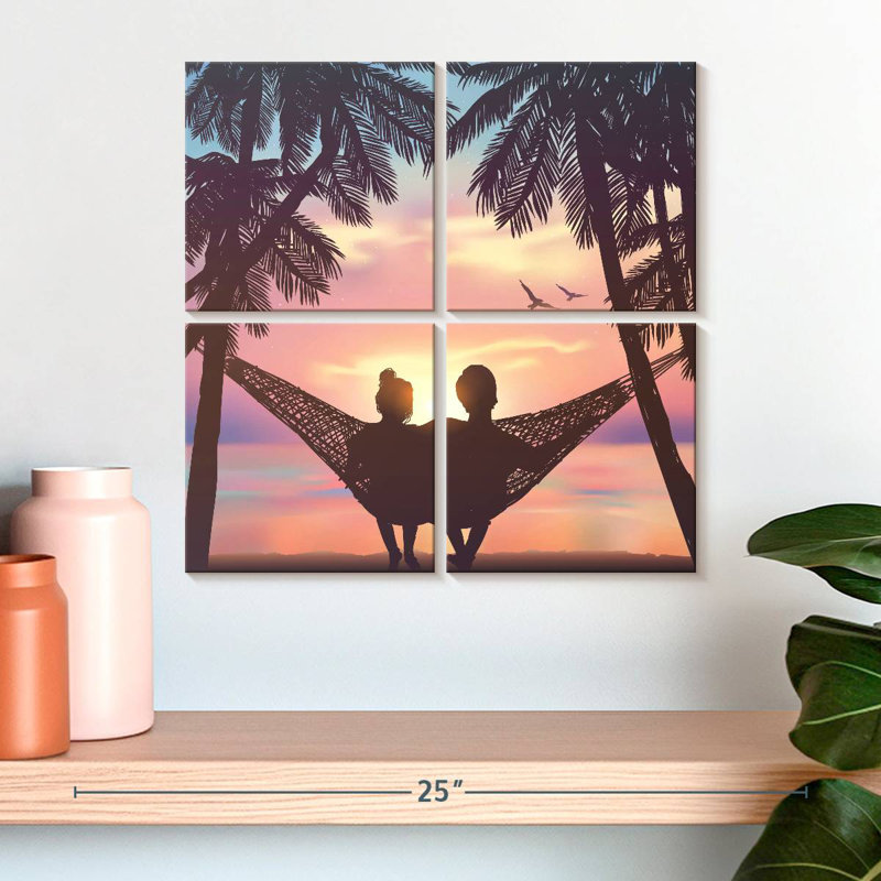 Hardie Beach Couple Silhouette, 18" H x 18" W