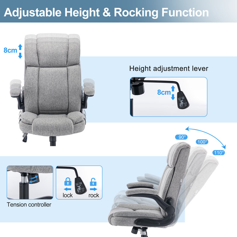 High Back Ergonomic Executive Office Chair, Grey