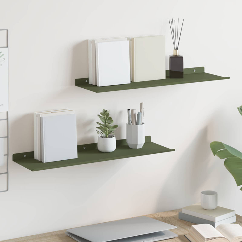 Steel Floating Shelf, Olive Green