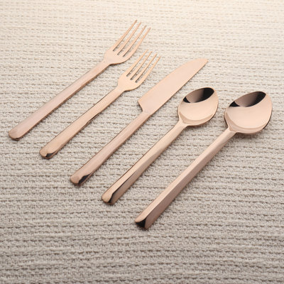 INOX Artisans Ariella Bronze Flatware Set, 20 Piece Place Setting (Service for 4)