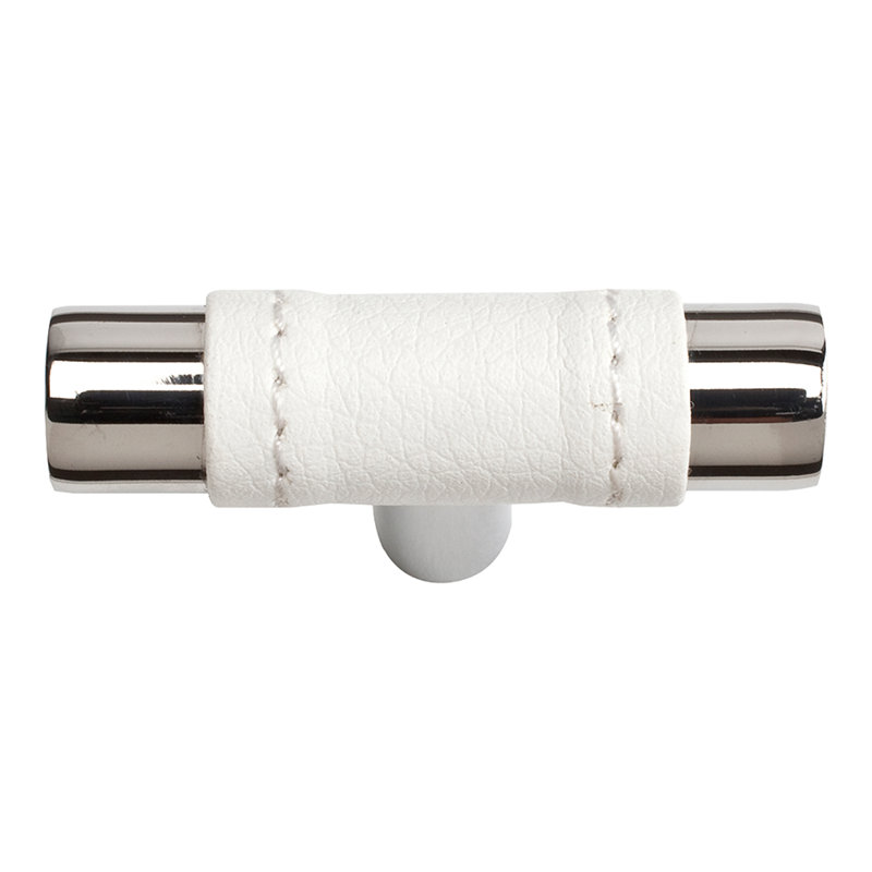 Zanzibar 1 7/8" Length Geometric Knob, White/Polished Chrome