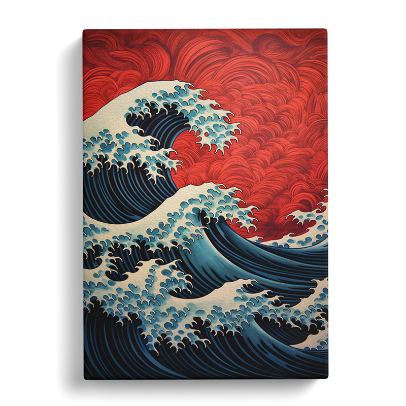 Wave Japanese Geometric Art No.2 - Wrapped Canvas, 50cm H x 35cm W x 3cm D