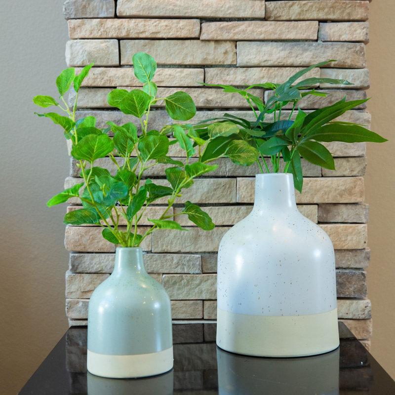 Bouteilles décoratives en céramique Kanedra, Sauge, H 11 po x l 8 po x P 8 po