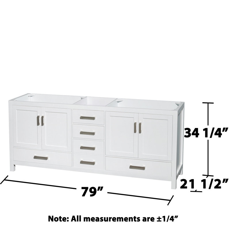 Base de meuble-lavabo autoportant double 79 po Sheffield, Blanc
