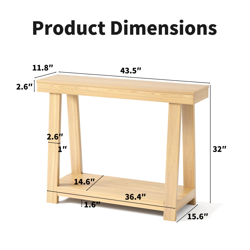43.5" Elegant Oak Wood Color Console Table Entryway Table For Hallway, Oak Wood