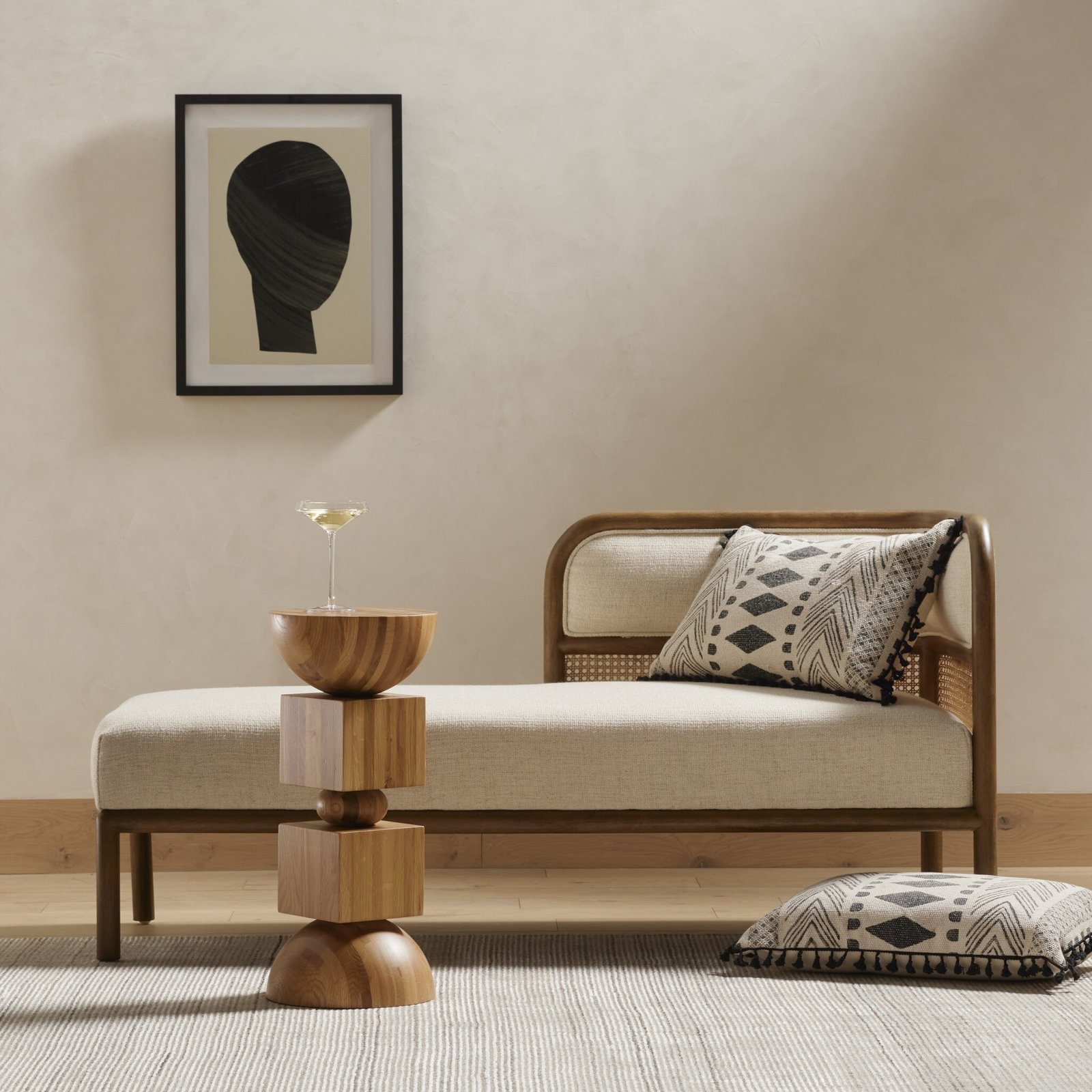 Matias Hand-Hooked Looped Rug, Rectangle 8' x 10', Brown/Cream