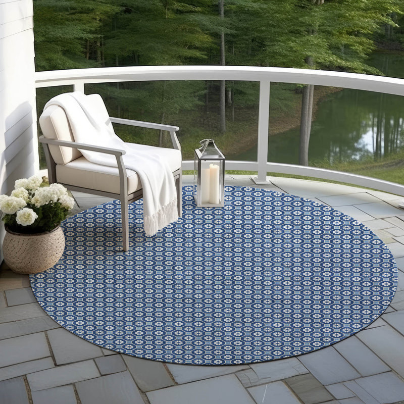 Tapis intérieur / extérieur bleu Ballara, 8 pi x 8 pi
