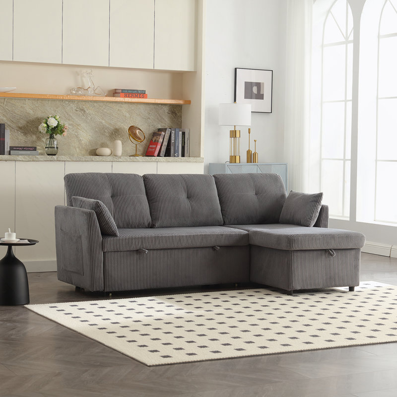 Modular Sectional Sofa L Shaped Modular Couch with Reversible Chaise, Dark Gray Velvet