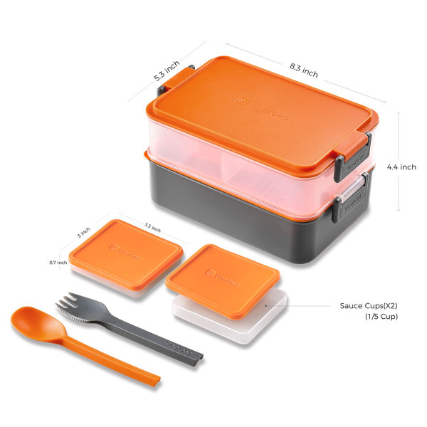 Lunch Box Green Stacking Storage Rugged And Durable Wheat Orange Material  Lattice Design Bento Box Snack