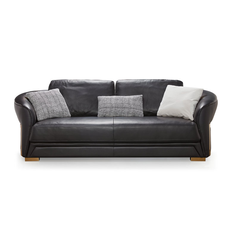 Sofa, Black Genuine Leather