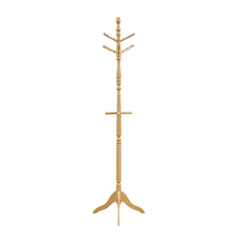 Natural Finish Classic Coat Rack Solid Wood, Natural