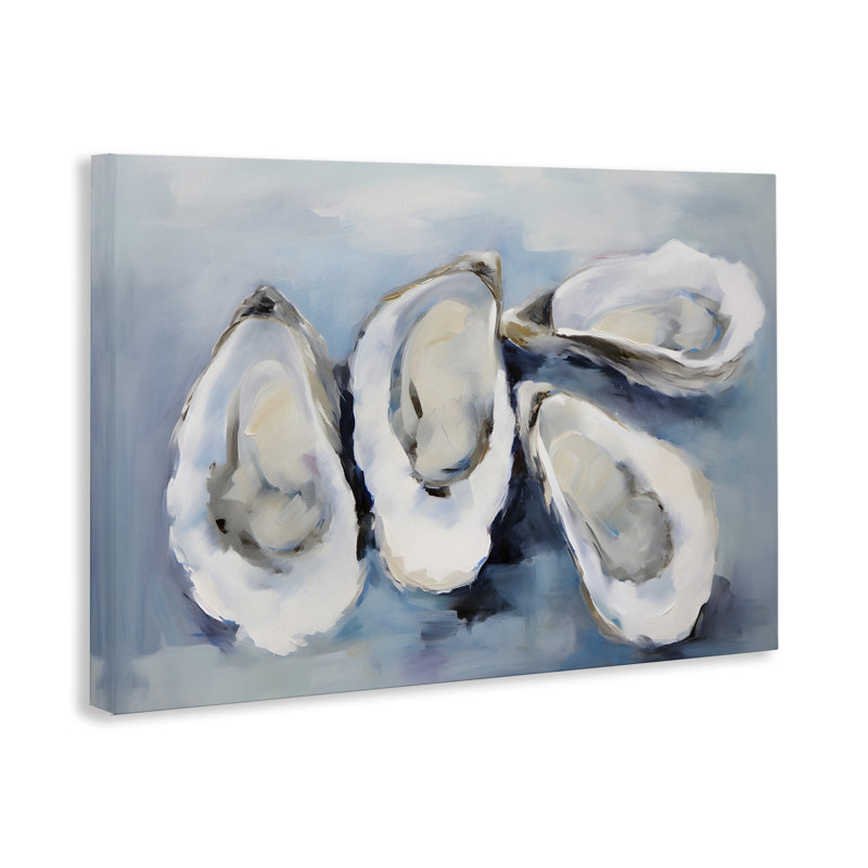 Impression sur toile «Four Oysters Impression» par Petal Prints Design, H 30 po x l 45 po