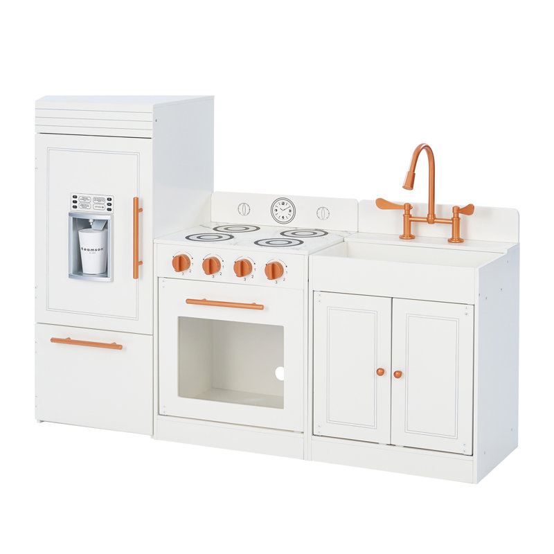 Cuisine de jeu modulaire Teamson Kids Little Chef Paris avec réfrigérateur, four, évier et or rose