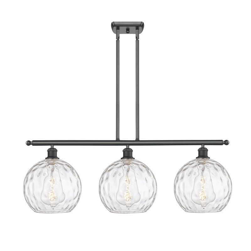 Luminaire suspendu linéaire à 3 lumières pour îlot de cuisine Cindi, Ampoule non incluse, Noir mat