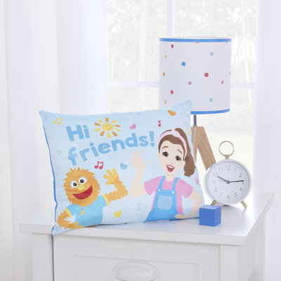 Ms. Rachel Happy Patchwork Decorative Toddler Pillow, Blue, Pink
