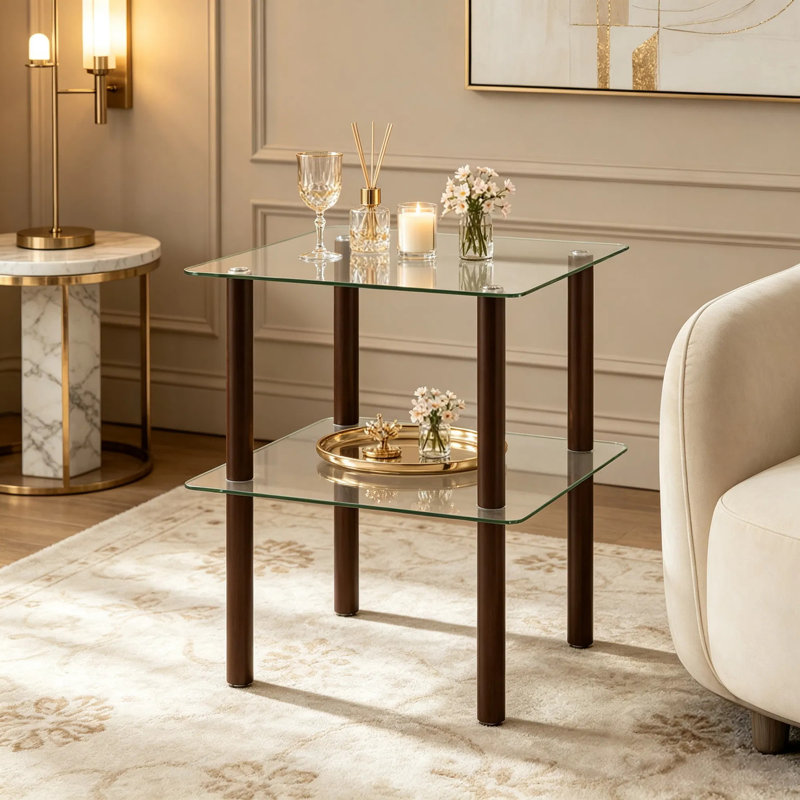 Table de bout carrée à 2 niveaux Modern
