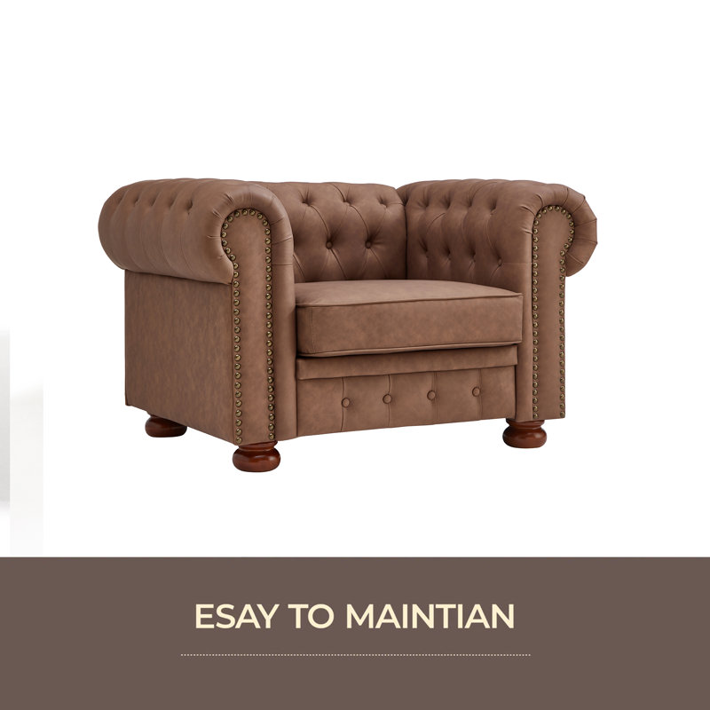 Canapé Chesterfield classique pour le salon, Brun