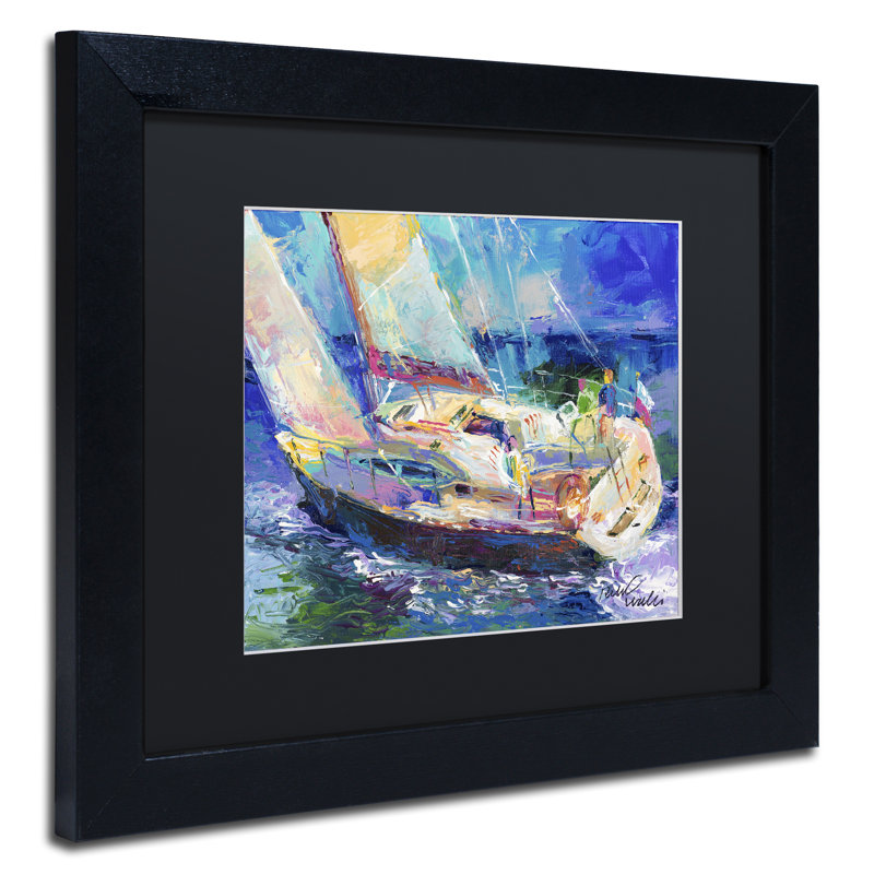 « voilier », impression sur toile, Noir, H 11 po x l 14 po x P 0,5 po, Cadre noir
