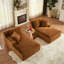 Double chaise longue orange en velours côtelé 2 places avec rembourrage à ressort pour la lecture dans le salon Aucun assemblage requis-769391214