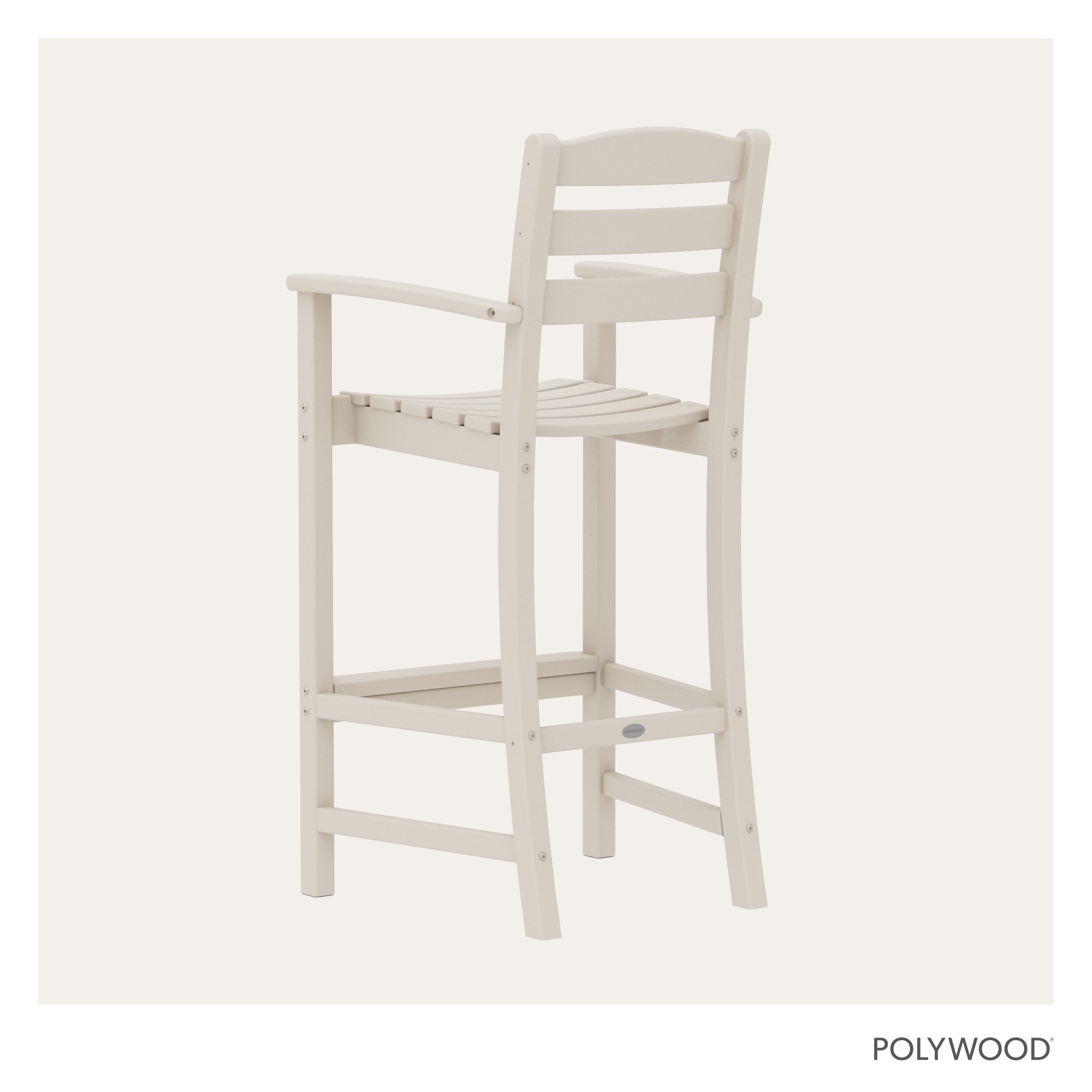 POLYWOOD La Casa Café Bar Arm Chair, Bar Stool (30.13" Seat Height), Sand