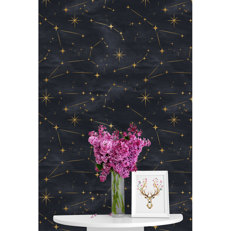 Ernestine Watercolor Stars Peel and Stick Wallpaper Panel, 10" L x 25" W