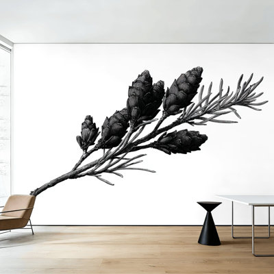 Papier peint adhésif pelez et collez, pommes de pin, art décoratif blanc, auto-adhésif