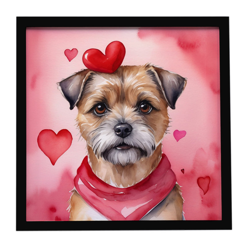 Border Terrier My Valentine, reproduction d'art encadrée