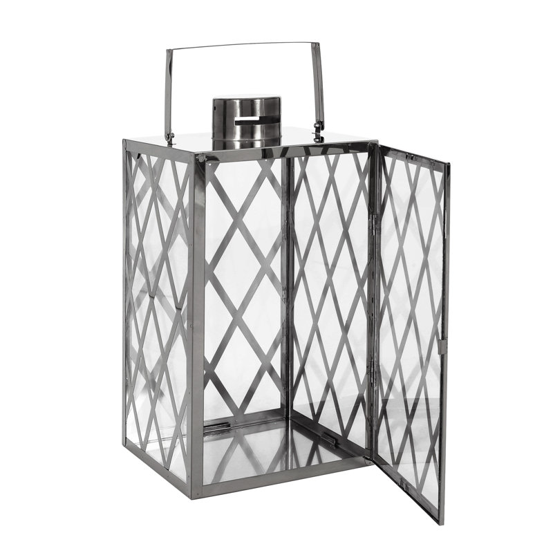 17.5'' H Stainless Steel Floor Lantern, Silver