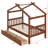 Wooden House Bed with Drawers-479318138
