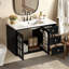 Meuble-lavabo flottant 36 po avec lavabo en céramique, armoire de salle de bain murale avec 3 tiroirs et système de fermeture en douceur