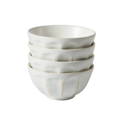Bloomhouse - 2 Time Oprah's Favorite Things - 6.4 Inch Cereal Bowls Set Of 4 - Scallop Embossed Soup Bowl Set In Jasmine
