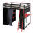 Full Size Loft Bed With Desk And 6 Storage Shelves, Wardrobe, Blackout Curtain-2146892263