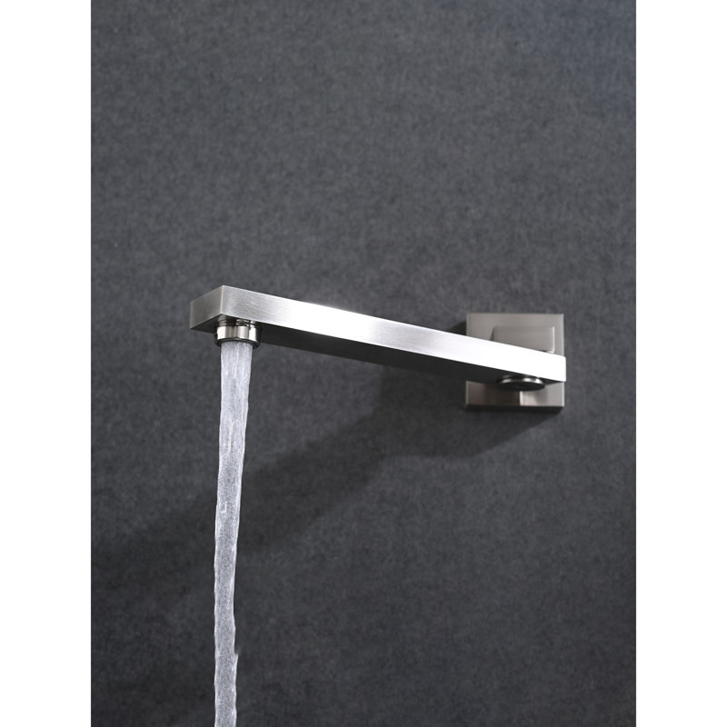 Ensemble de système de douche de plafond avec douchette et pomme de douche, Nickel brossé