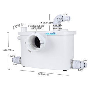 500W Macerating Toilet with Pump, Two-Piece Upflush Toilet For Basement, Powerful & Quiet Macerating Pump System With 3 Water Inlet & Ac Vent, 36ft Vertically, Elongated Bowl,IPX4