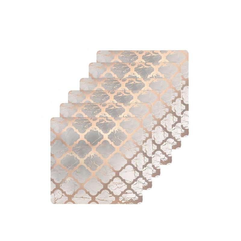 Tapis de table de salle à manger Placemats, L 18 po x L 12 po, Blanc/Or rose