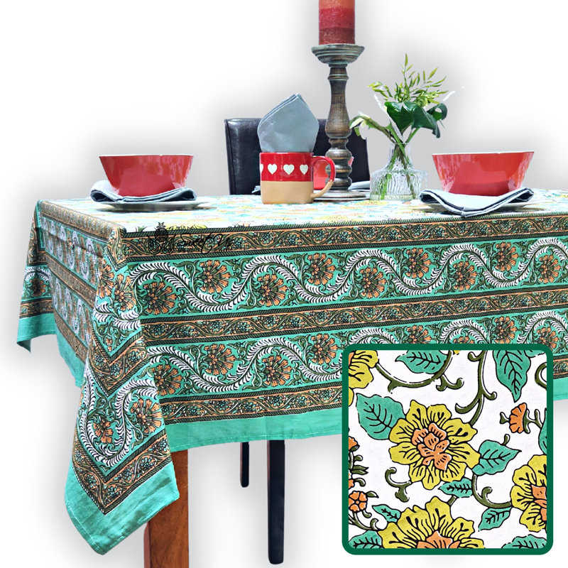 Rectangle Floral Cotton Tablecloth