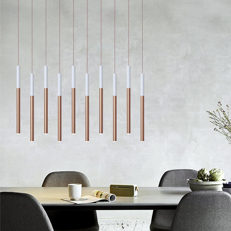 Baileyton 10 - Light Kitchen Island Pendant, White Top / Brushed Copper
