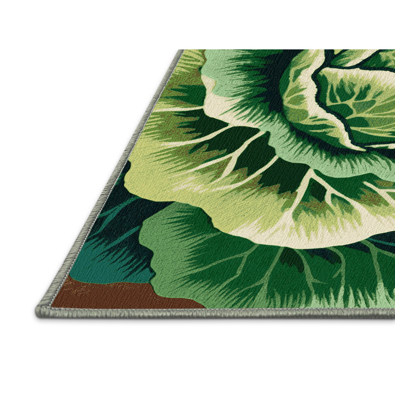 Washable Chinese Cabbage Napa Vegetables Area Rug, Round 6'