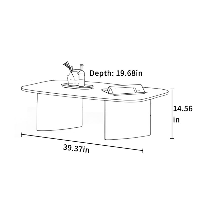 Table basse Modern, Burlywood, H 14,56 po x L 39,37 po x l 19,68 po