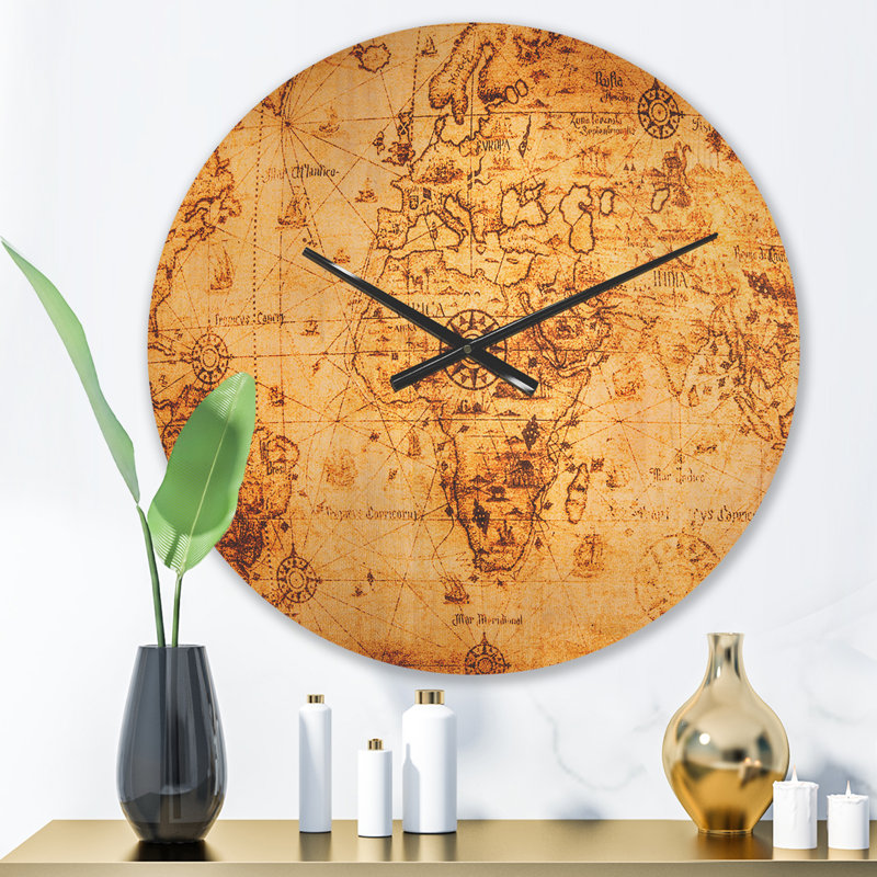 Horloge murale loupe sur carte du monde, Petit