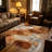 Terracotta & Gold Circular Abstract area rugs for Living Room, Soft and Comfortable, Suitable for all seasons, easy to maintain, machine washable Indoor floor mat, Under Table Farmhouse suitable for Bedroom, Dining Room, Study, Patio, Balcony, Home Decor-1329360279